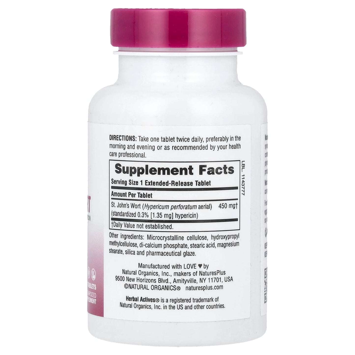 Nature's Plus, St. John's Wort Extended Release 450 mg, 60 Tablets UPC 097467073500 | Hilife Vitamins