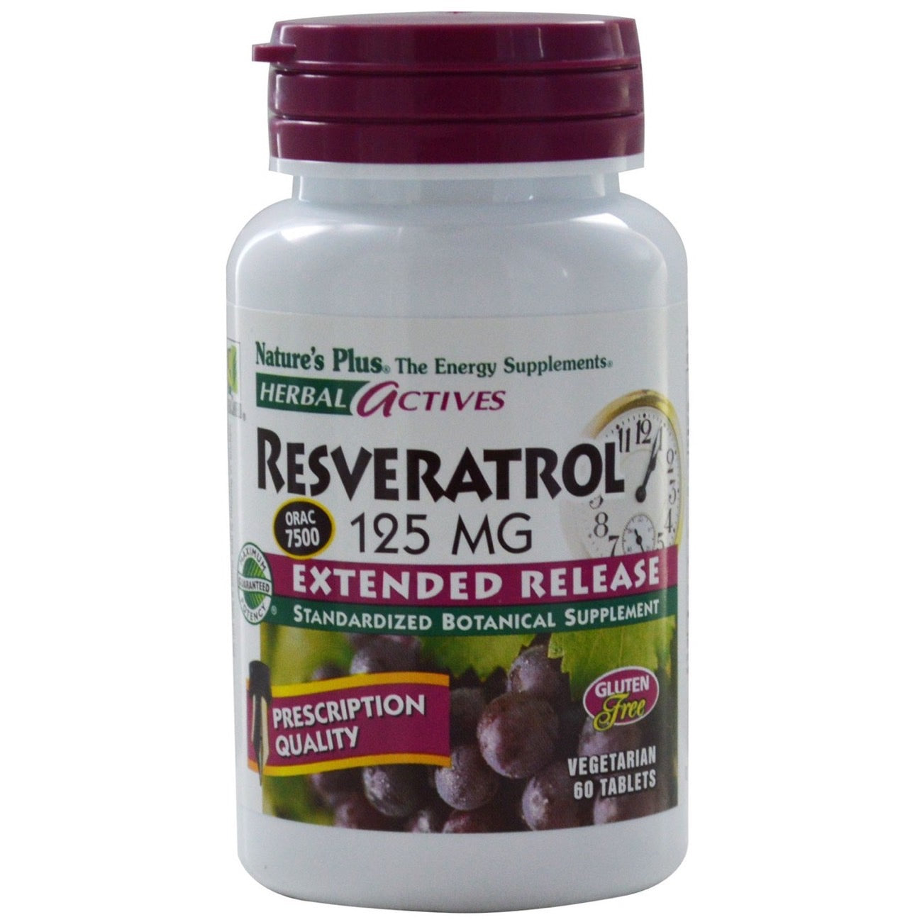 Nature's Plus, Resveratrol Extended Release 125 mg, 60 Tablets UPC 097467073708 | Hilife Vitamins