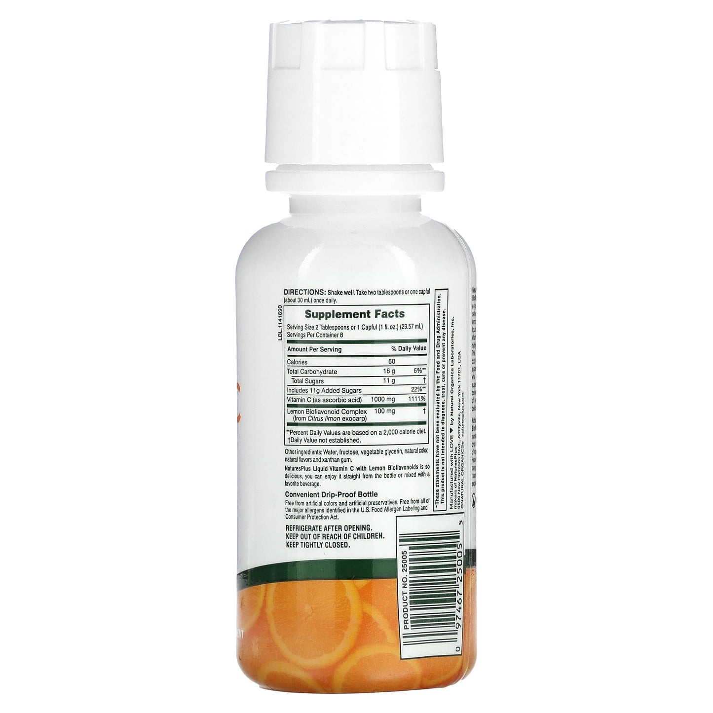 Nature's Plus, Vitamin C Liquid, 8 Oz Liquid UPC 097467250055 | Hilife Vitamins