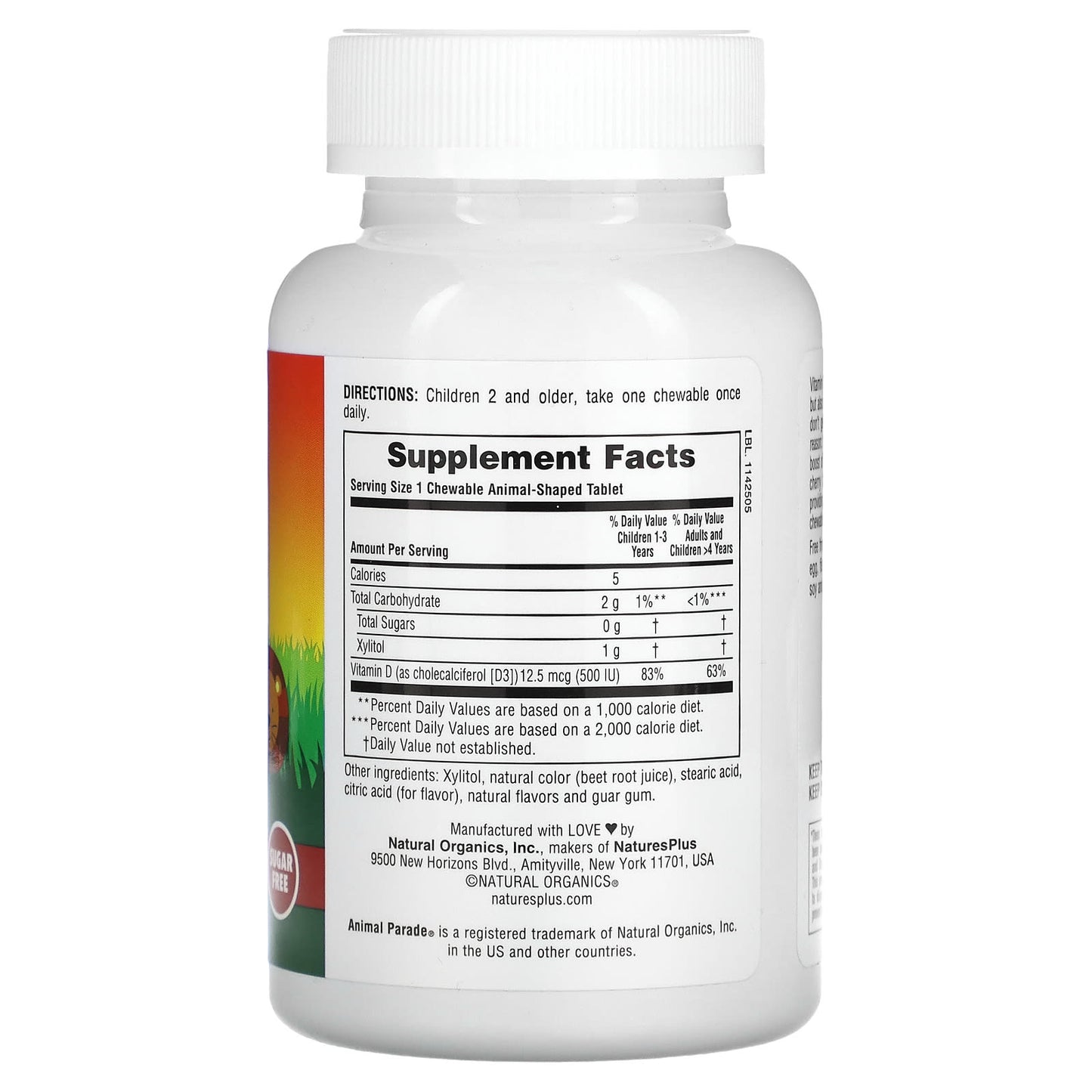Nature's Plus, Animal Parade, Vitamin D3, Sugar Free, Black Cherr, 90 Chewables UPC 097467299238 | Hilife Vitamins