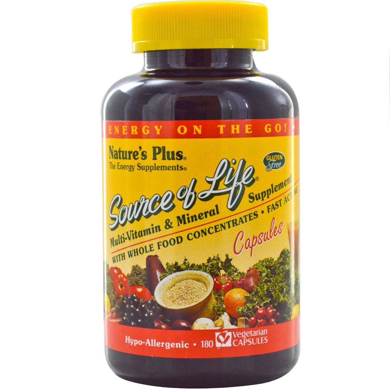 Nature's Plus, Source Of Life, 180 Vegetarian Capsules UPC 097467305939 | Hilife Vitamins