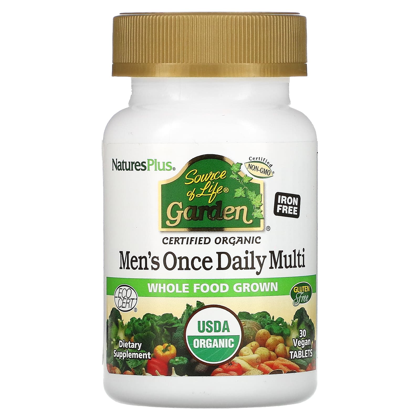 Nature's Plus, Sol Garden Organic Mens Daily, 30 Tablets UPC 097467307452 | Hilife Vitamins