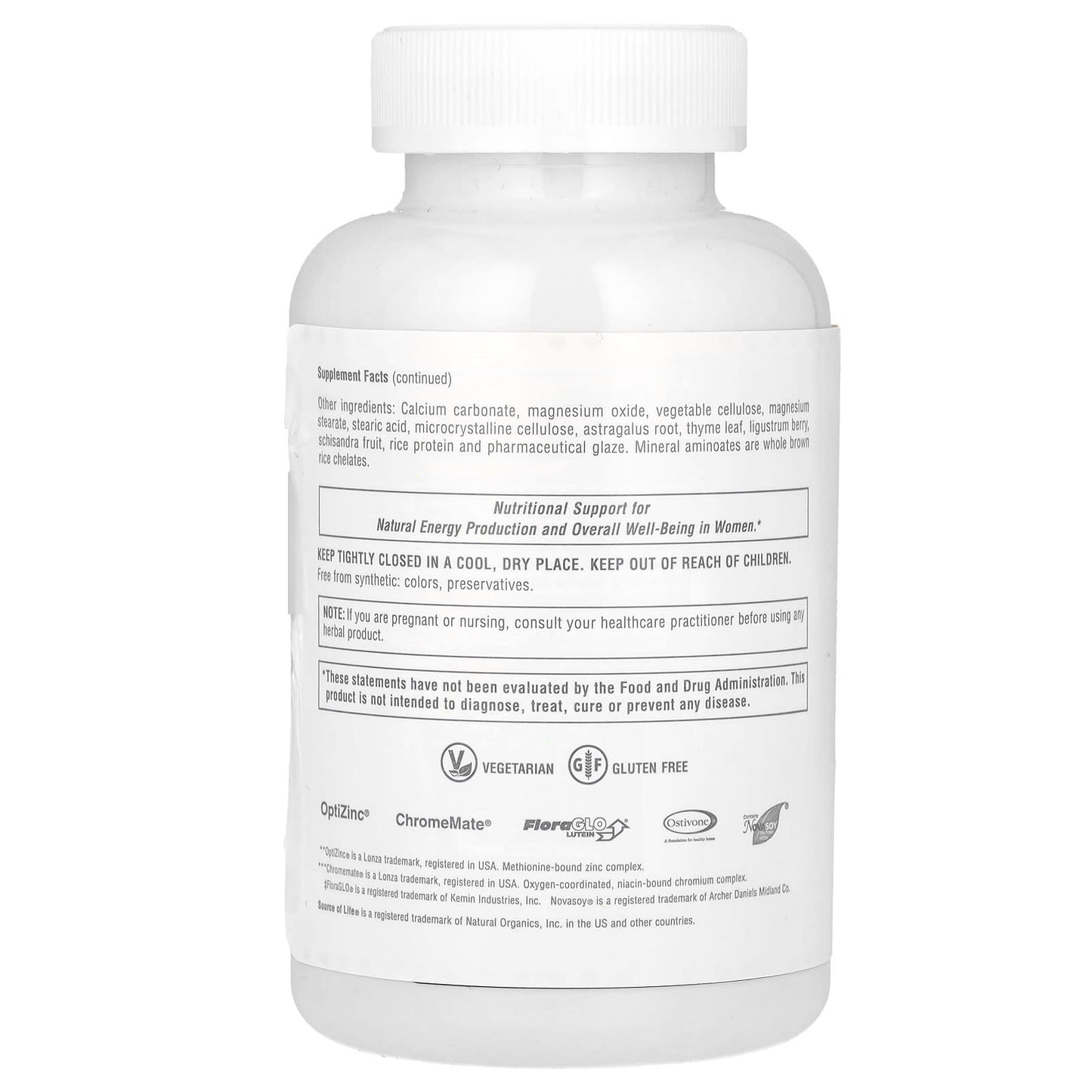 Nature's Plus, Source of Life, Women, Multi-Vitamin and Mineral S, 120 Tablets UPC 097467309500 | Hilife Vitamins