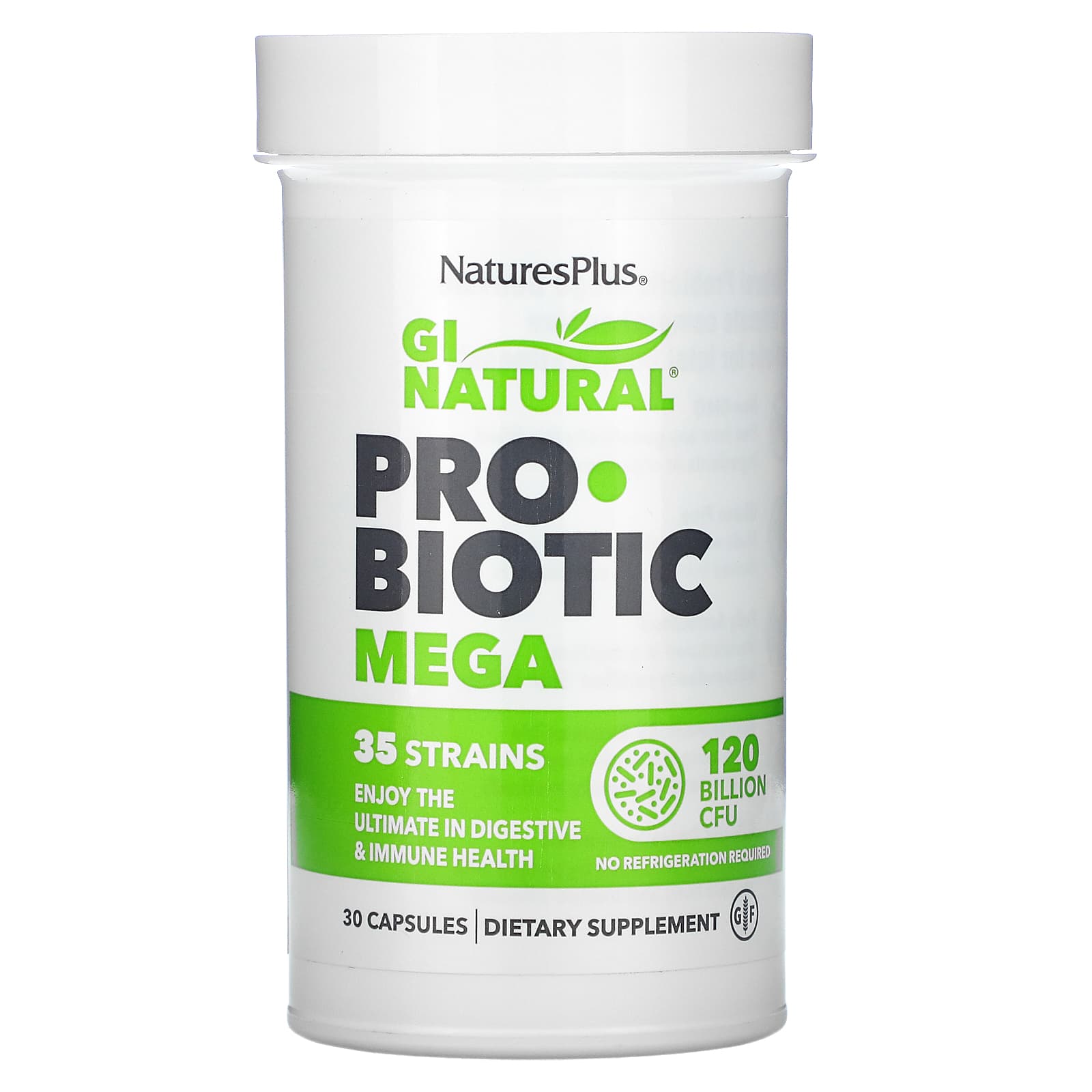 Nature's Plus, GI Natural Probiotic Mega, 120 Billion CFU, 30 Capsules UPC 097467439023 | Hilife Vitamins