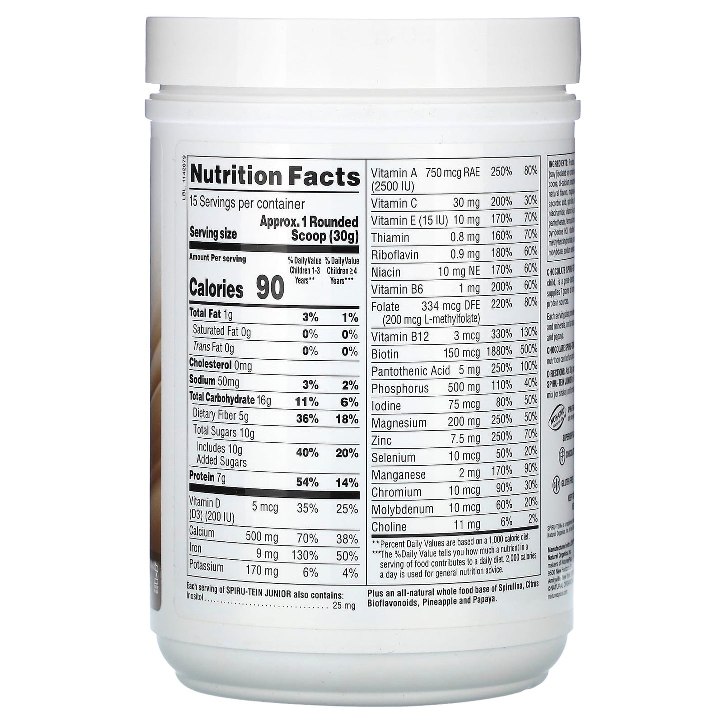 Nature's Plus, Spiru-Tein Junior, Nutritious Thick Shake Mix, Cho, 1 Lb UPC 097467456020 | Hilife Vitamins