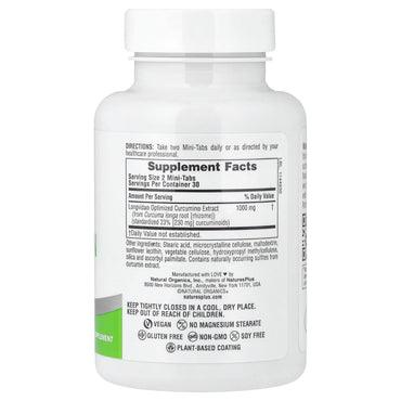 Nature's Plus, Pro Longvida®, Curcumin 1000, 60 Mini-Tabs UPC 097467496163 | Hilife Vitamins