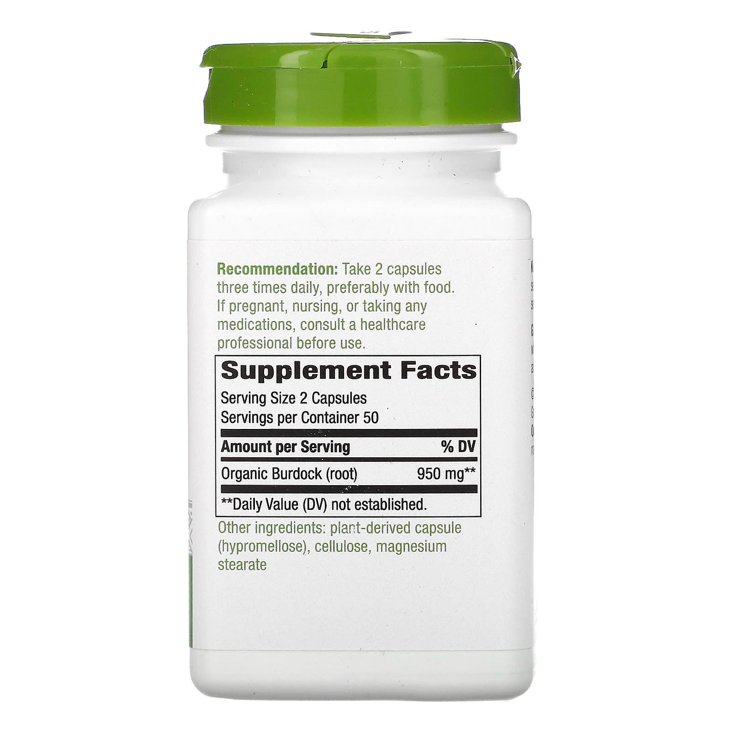 Nature’s Way, Burdock Root, 100 Vegetarian Capsules UPC 033674112007 | Hilife Vitamins