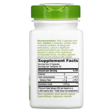 Nature’s Way, Dandelion Root, 100 Vegetarian Capsules UPC 033674123003 | Hilife Vitamins