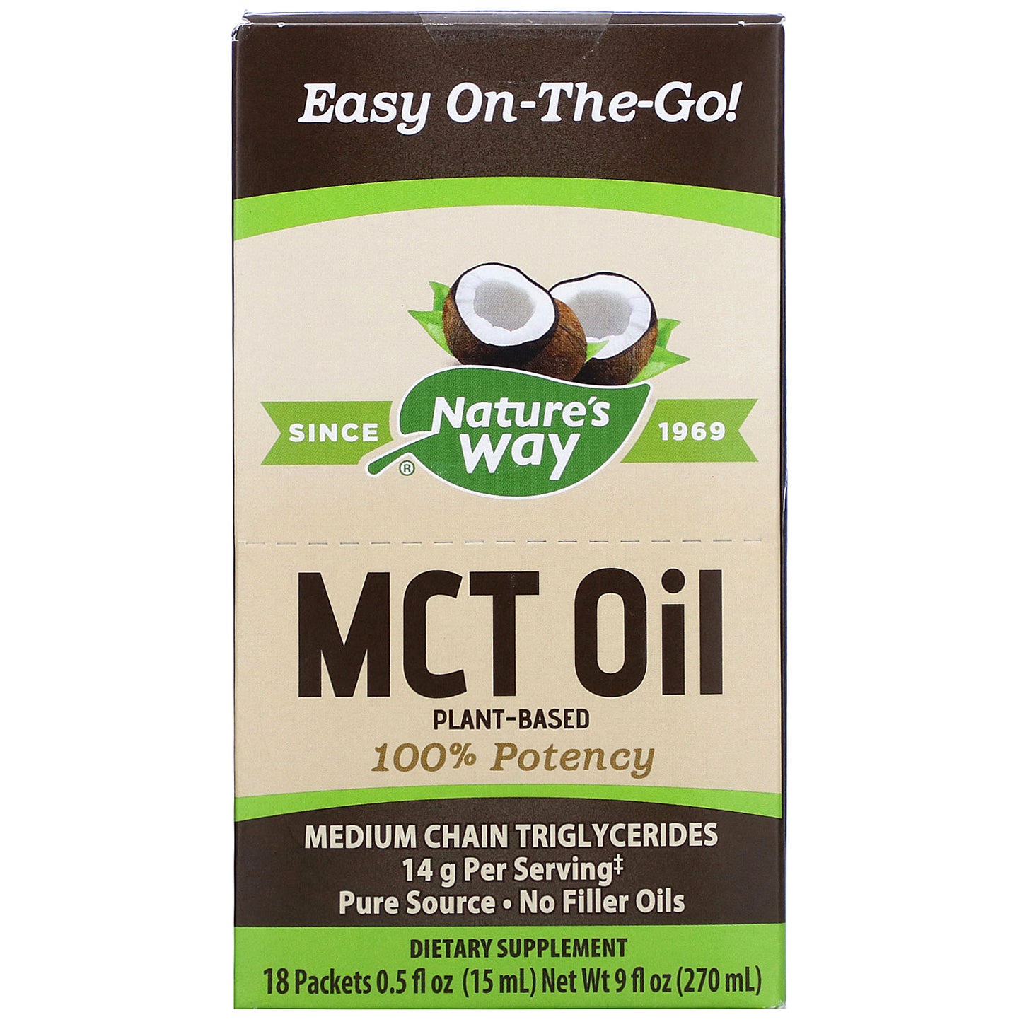 Nature’s Way, MCT Oil Single Serve Packets, 18 Packet UPC 033674123034 | HiLife Vitamins