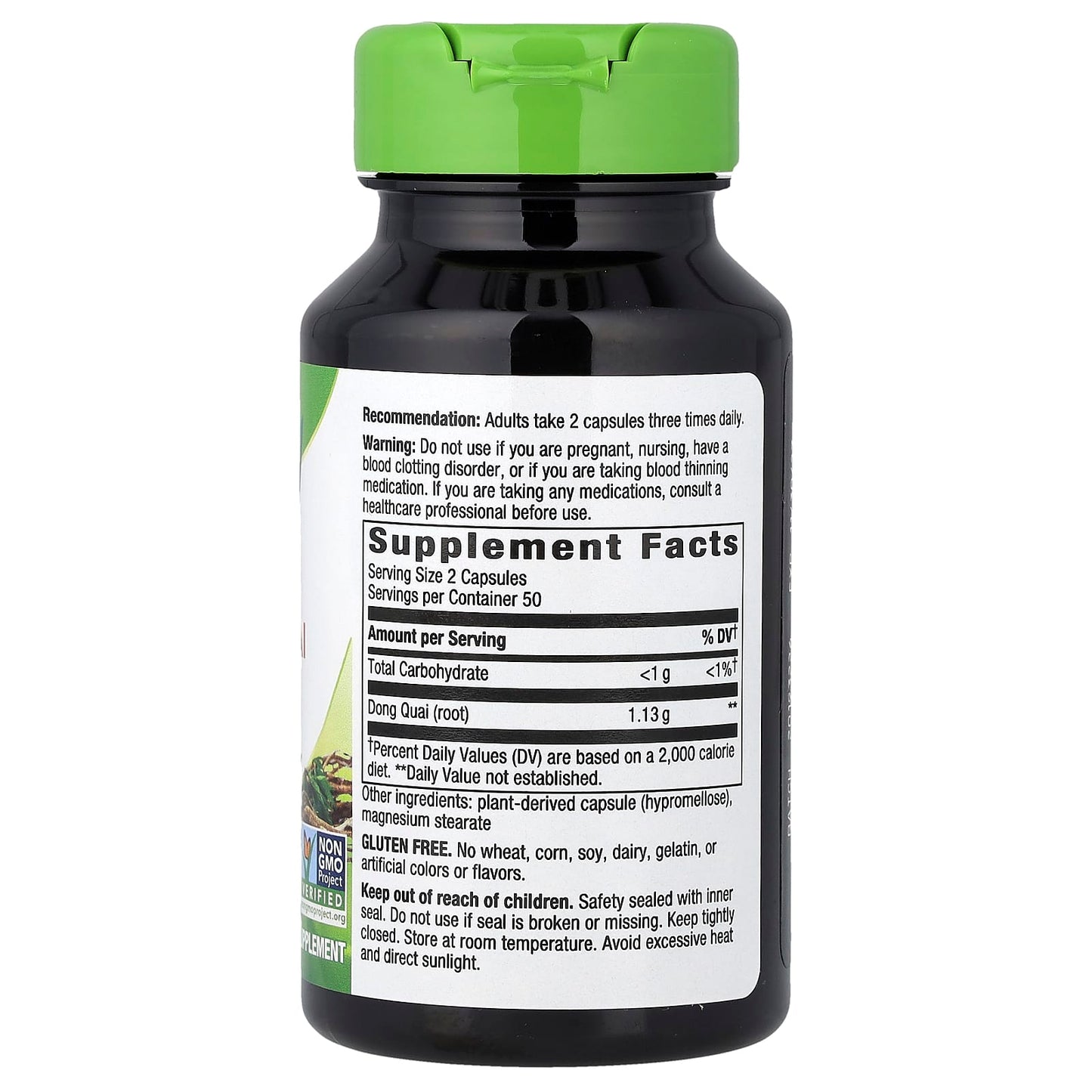 Nature’s Way, Dong Quai, 100 Vegetarian Capsules UPC 033674123805 | Hilife Vitamins