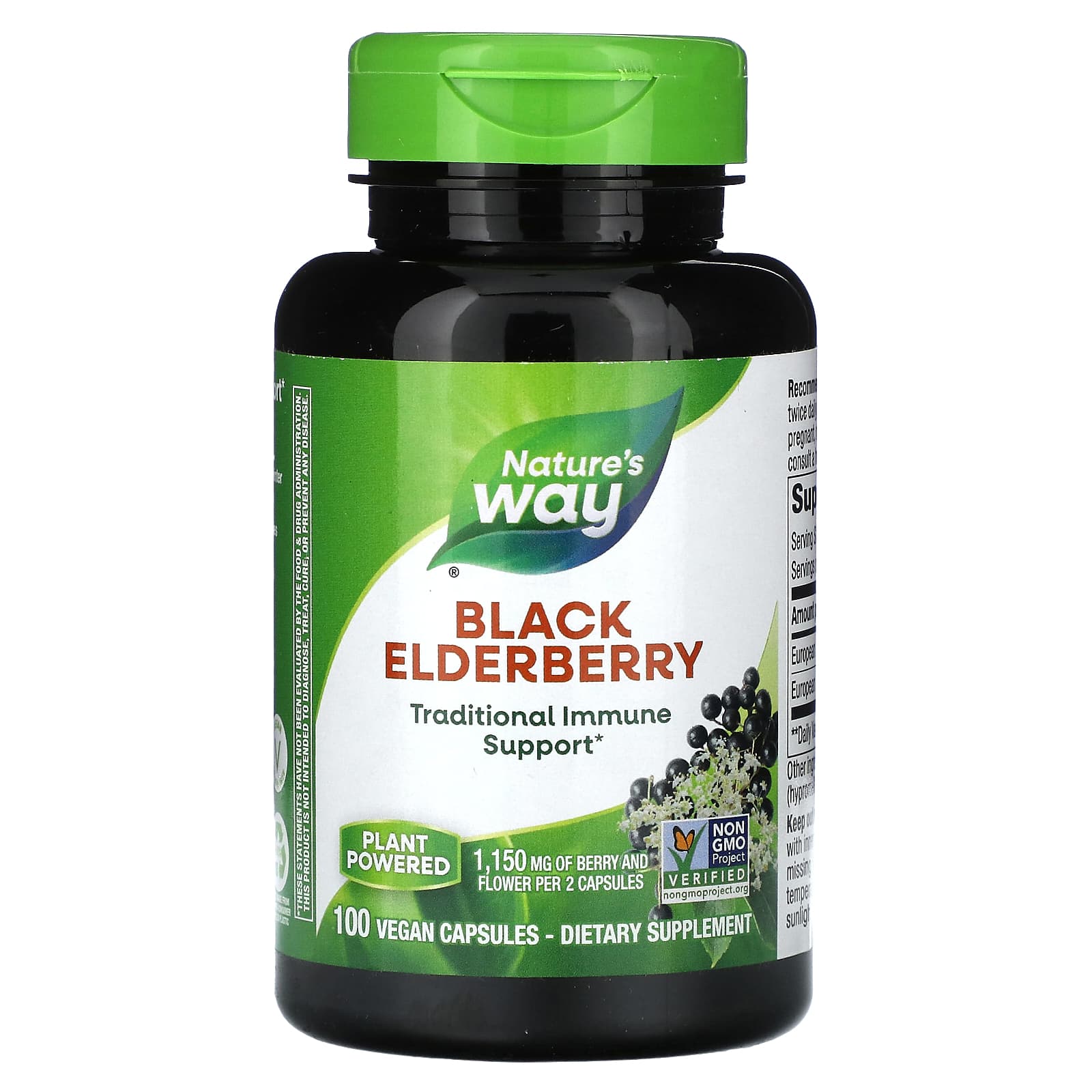 Nature’s Way, Black Elderberry, 100 Vegetarian Capsules UPC 033674124406 | Hilife Vitamins