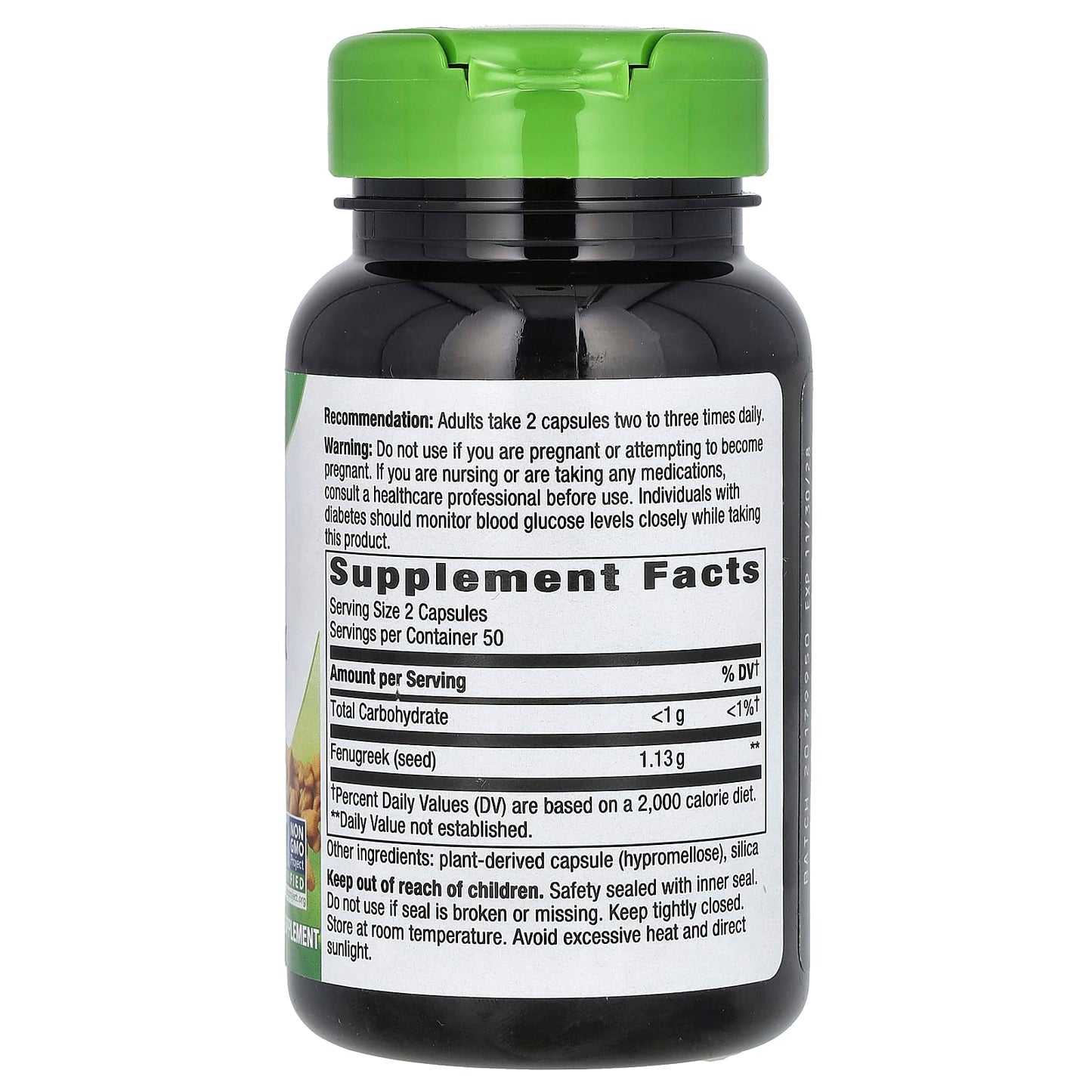 Nature’s Way, Fenugreek Seed, 1,220 mg, 100 Vegan Capsules UPC 033674128008 | Hilife Vitamins
