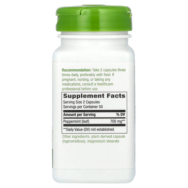 Nature’s Way, Peppermint Leaves, 100 Vegetarian Capsules UPC 033674141601 | Hilife Vitamins