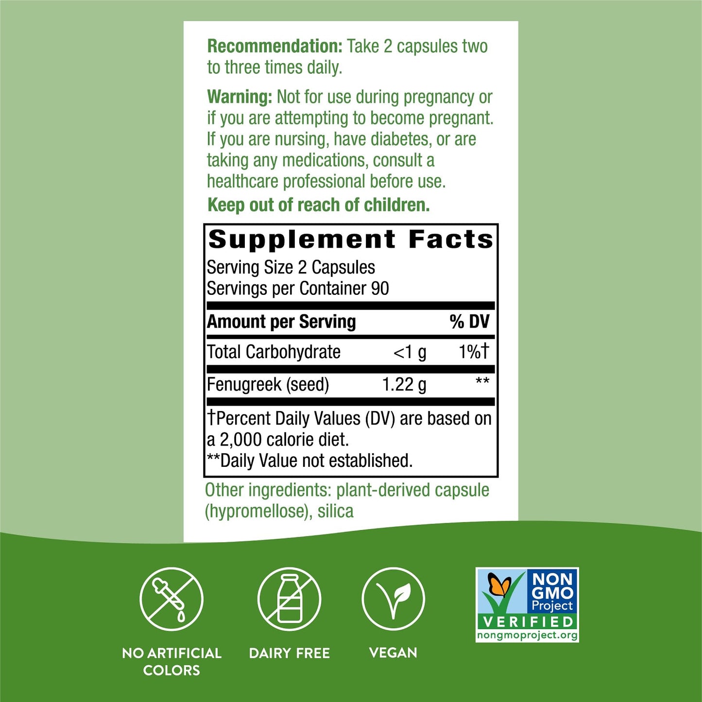 Nature’s Way, Fenugreek Value Size, 180 Vegetarian Capsules UPC 033674146101 | Hilife Vitamins