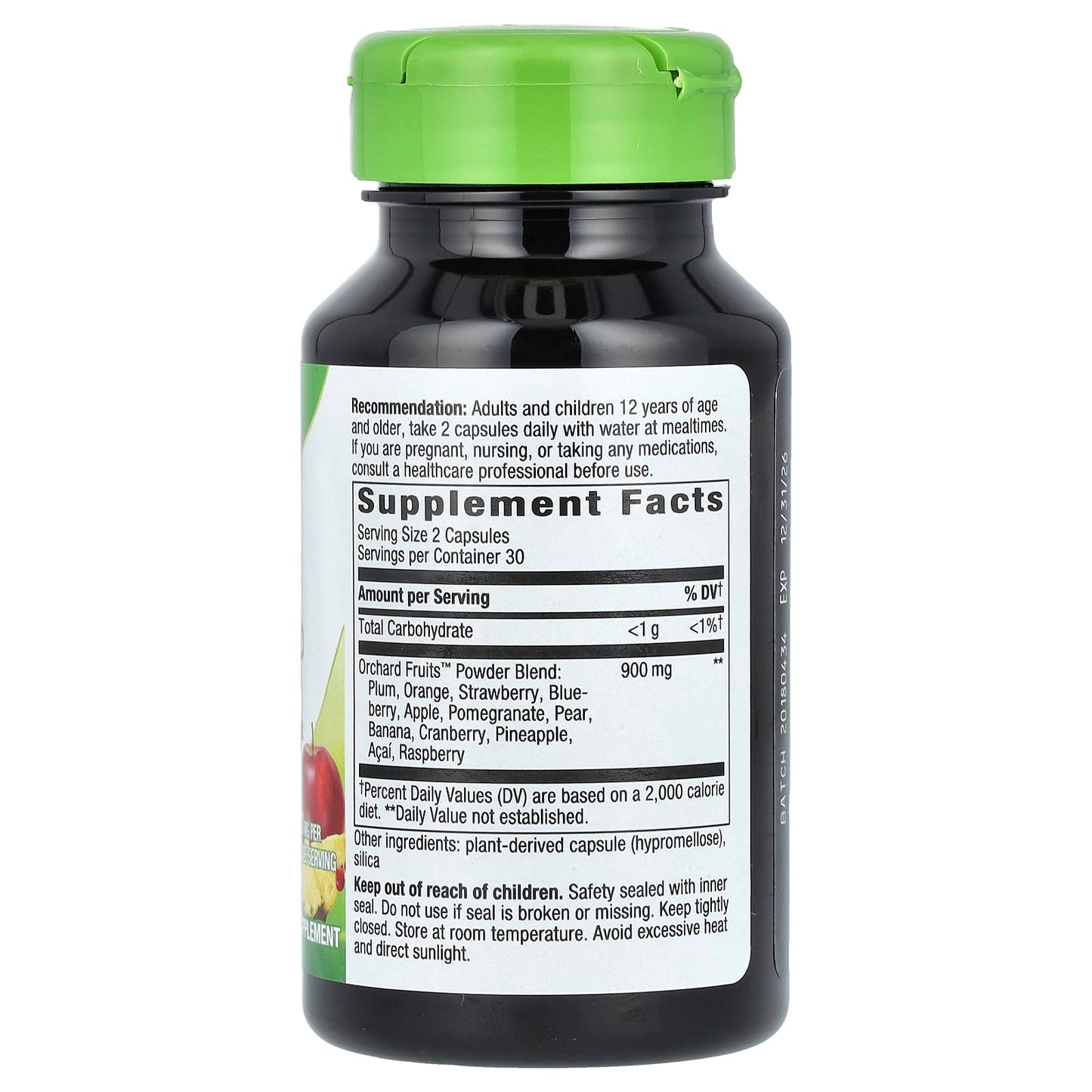 Nature’s Way, Orchard Fruits, Fruit Powder Blend, 900 mg, 60 Vegan Capsules (450 mg per Capsule) UPC 033674147948
