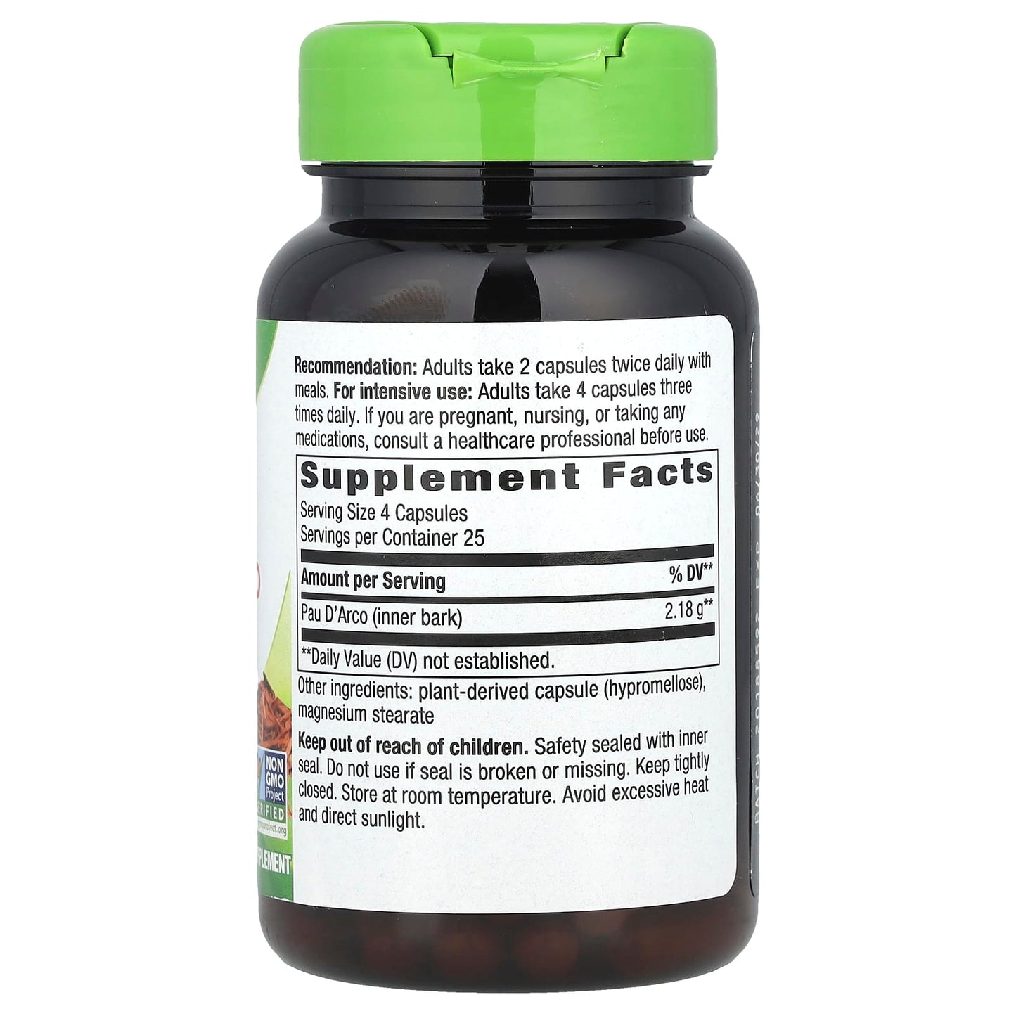 Nature’s Way, Pau D'arco, 100 Vegetarian Capsules UPC 033674154502 | Hilife Vitamins