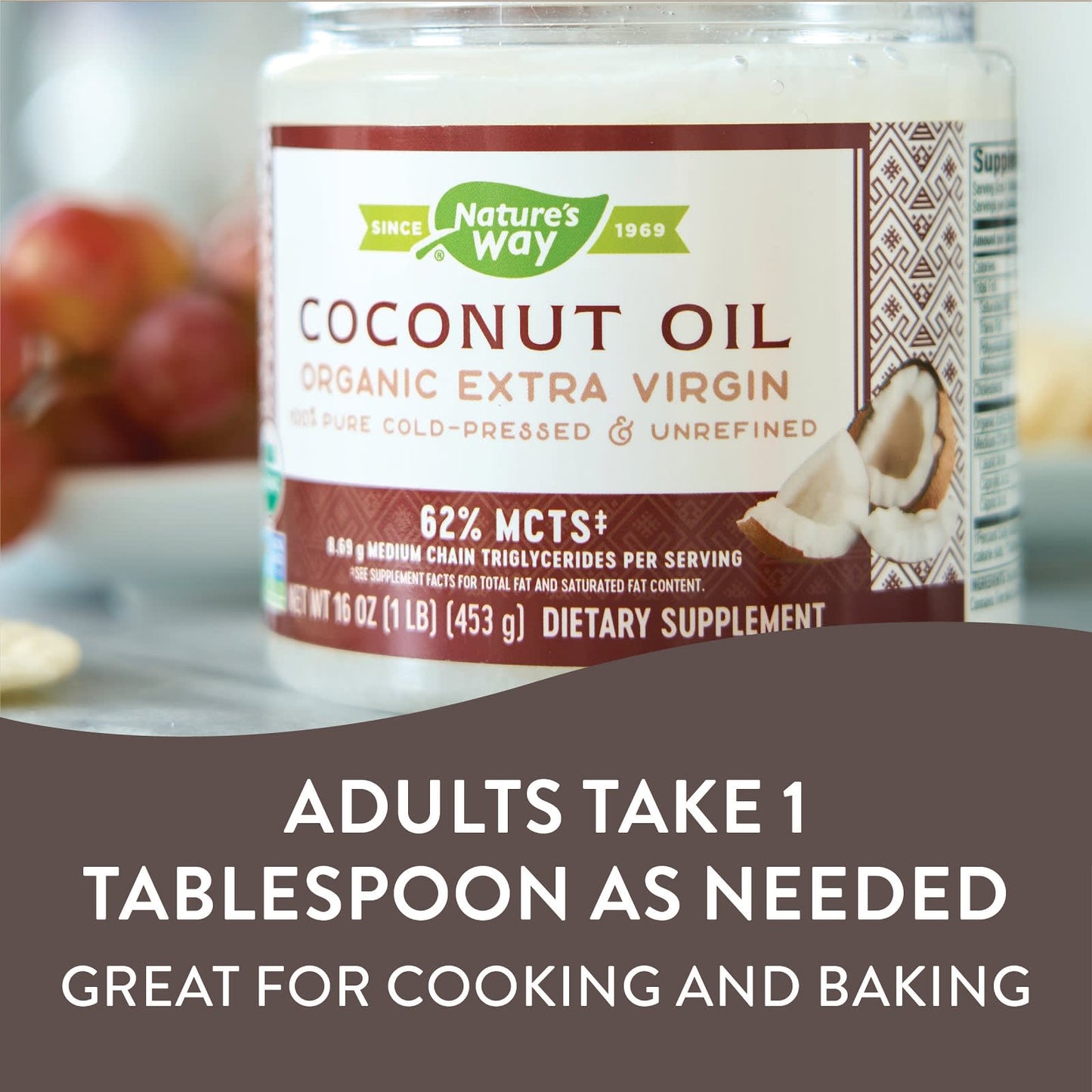 Nature’s Way, Organic Coconut Oil, Extra Virgin, 16 Oz UPC 033674156735 | HiLife Vitamins