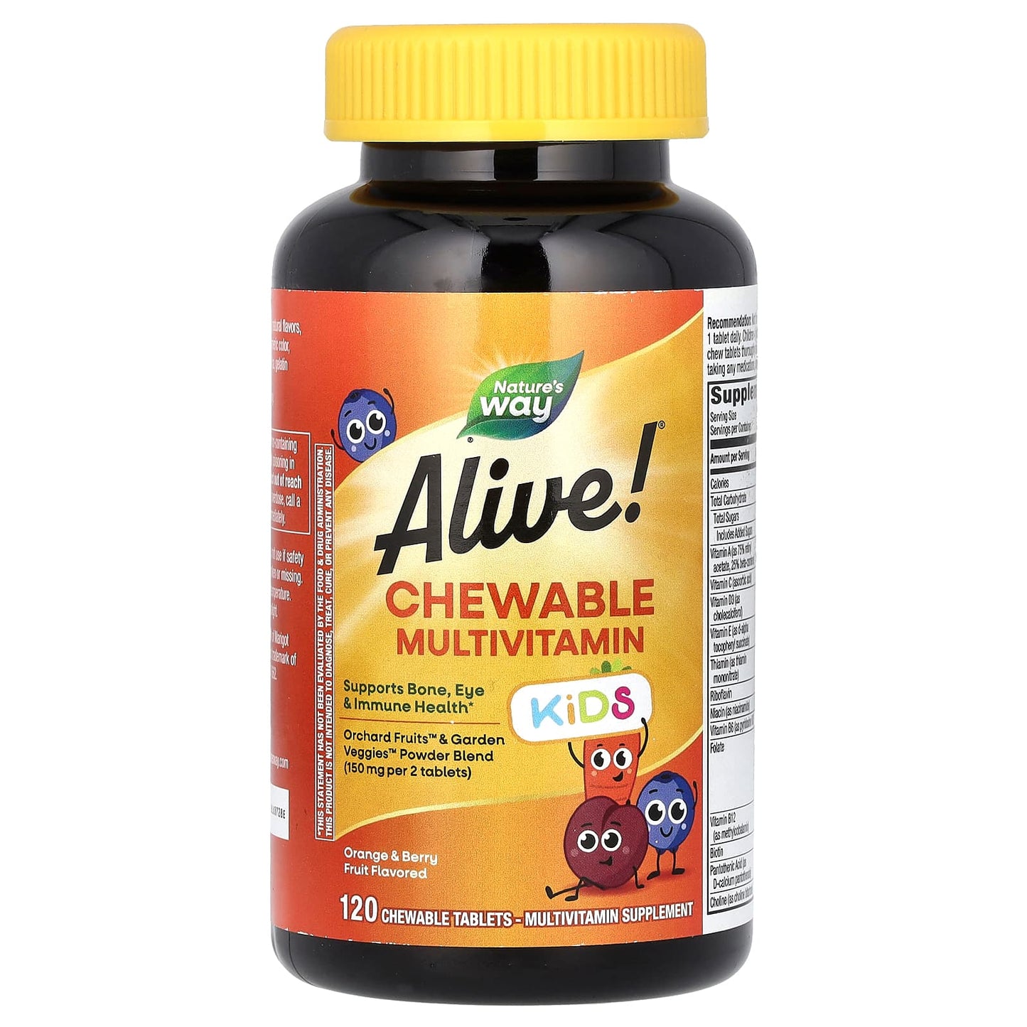 Nature’s Way, Alive! Kid's Chewable Multivitamin, Orange & Berry, 120 Chewable Tablets UPC 033674157862 | Hilife Vitamins