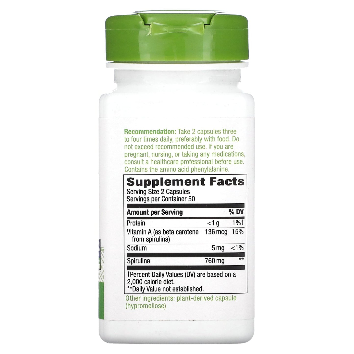 Nature’s Way, Spirulina, 100 Vegetarian Capsules UPC 033674172001 | Hilife Vitamins
