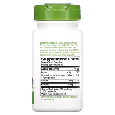 Nature’s Way, Spirulina, 100 Vegetarian Capsules UPC 033674172001 | Hilife Vitamins