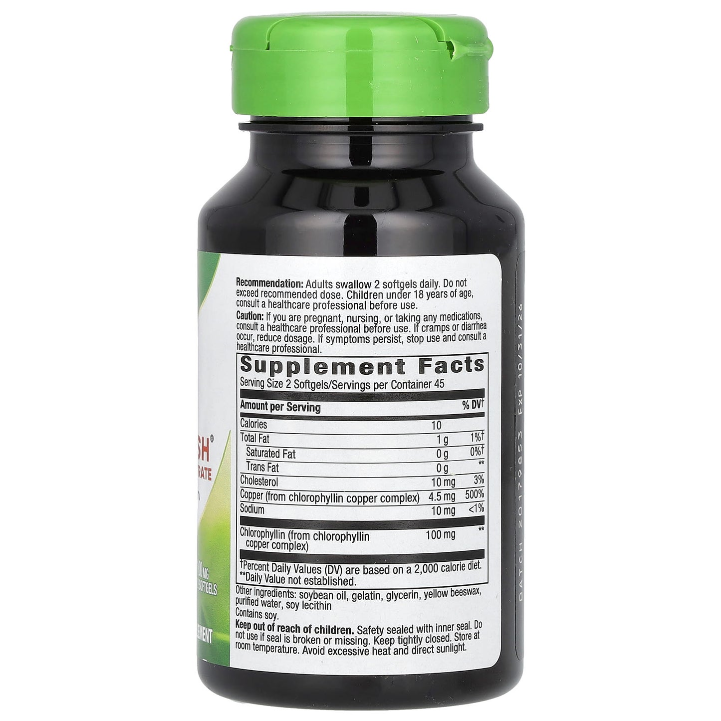 Nature’s Way, Chlorofresh 50 mg, 90 Softgels UPC 358008035501 | Hilife Vitamins