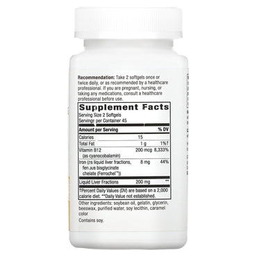 Nature’s Way, Energizing Iron, 90 Softgels UPC 763948052196 | Hilife Vitamins