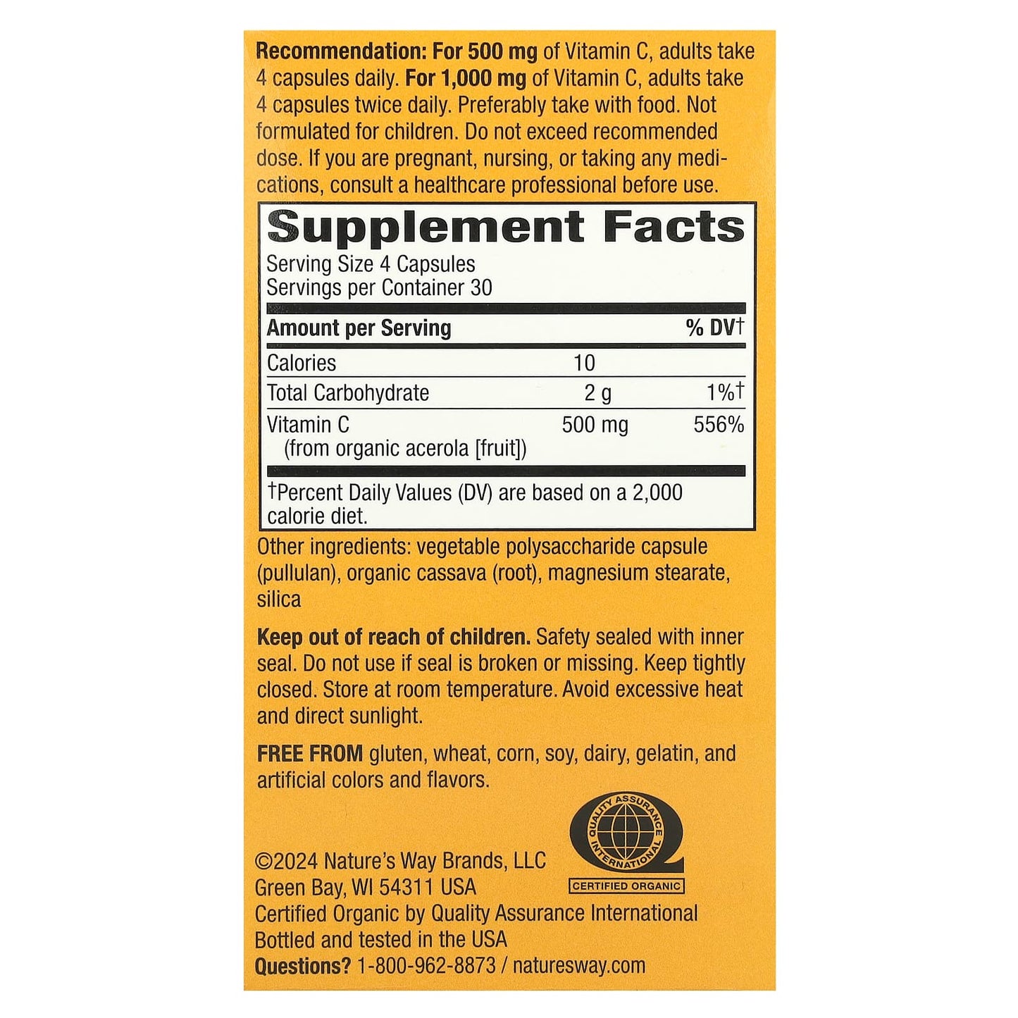 Nature’s Way, Alive!®, Vitamin C, 500 mg, 120 Vegan Capsules - 033674151426 | Hilife Vitamins