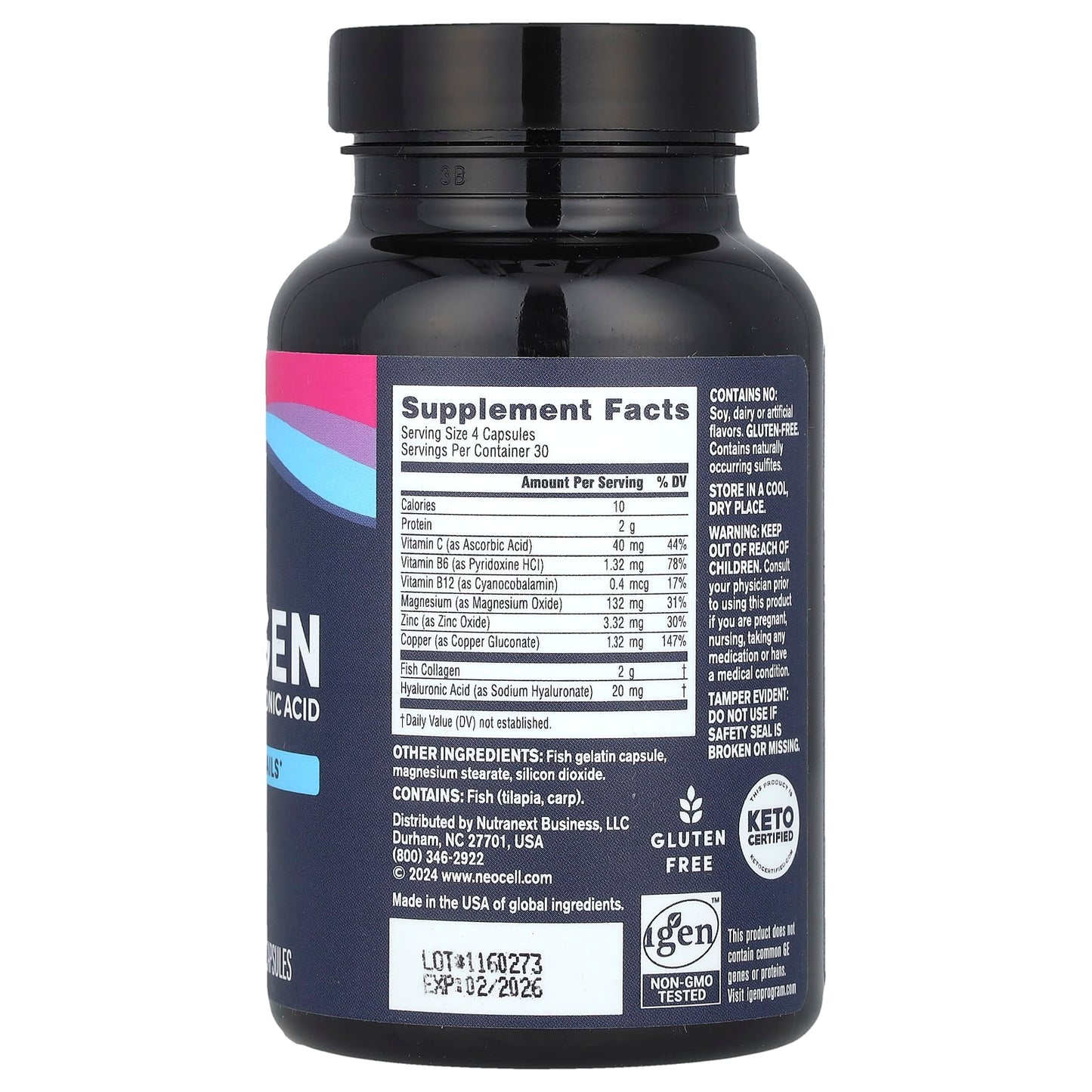 Neocell Laboratories, Marine Collagen With Hyaluronic Acid, 120 Capsules - 016185129009 | Hilife Vitamins