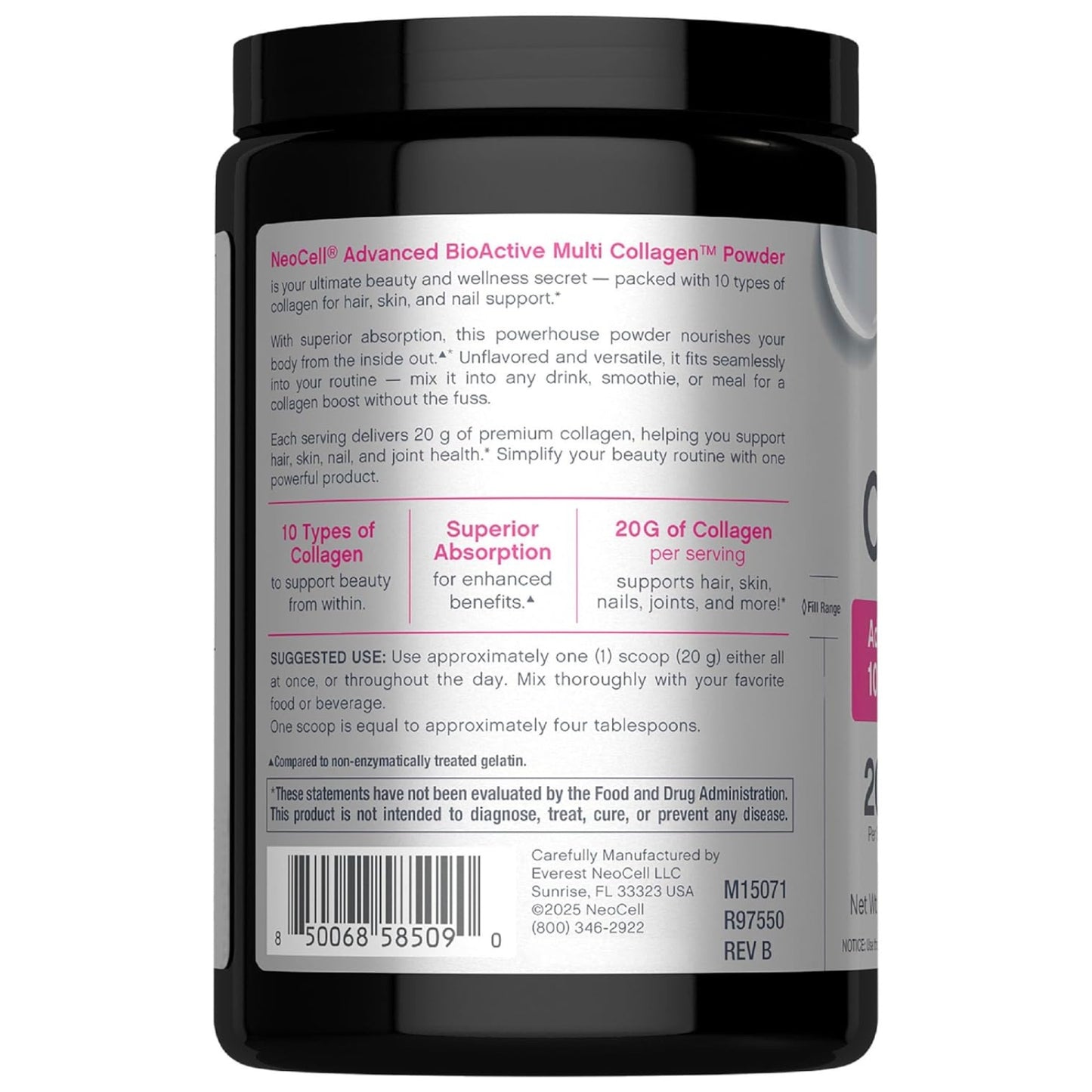NeoCell, Multi Collagen, Advanced Beauty Series, 9 oz (255 g) UPC 850068585090 | HiLife Vitamins