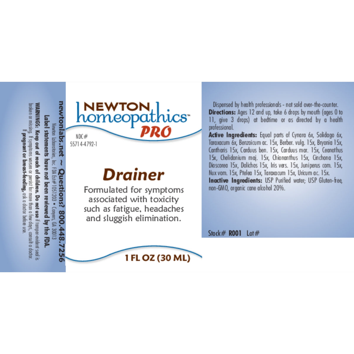 Newton Homeopathics Pro, Drainer, 1 Fl oz (30 ML) UPC 788199008013 | Hilife Vitamins