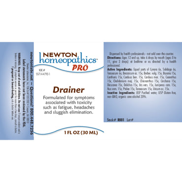 Newton Homeopathics Pro, Drainer, 1 Fl oz (30 ML) UPC 788199008013 | Hilife Vitamins