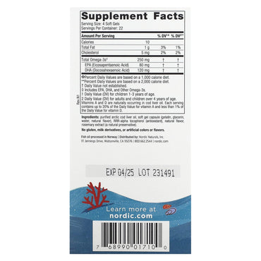 Nordic Naturals, Children's DHA, Ages 3-6, Strawberry, 90 Mini Chewable Soft Gels UPC 768990017100 | HiLife Vitamins