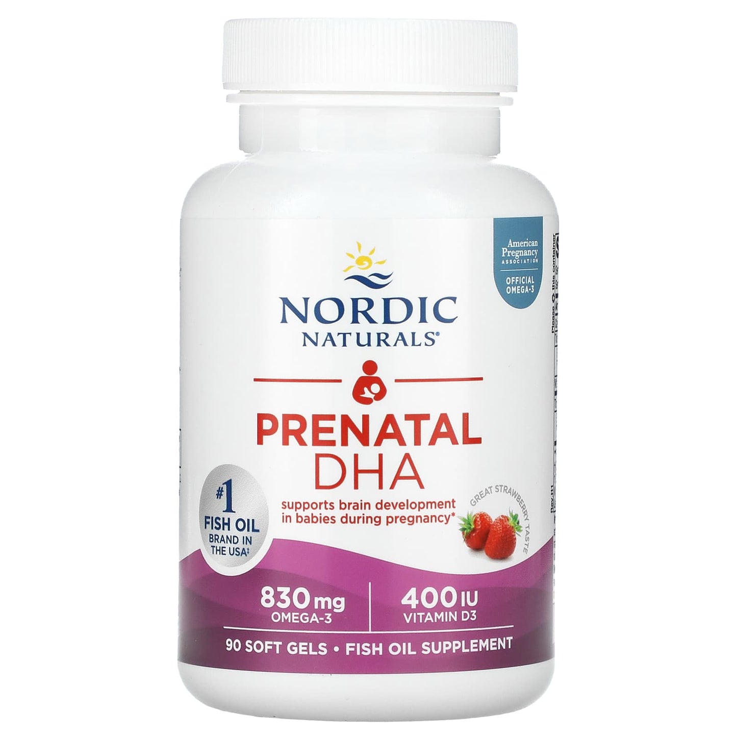 Nordic Naturals, Prenatal DHA, Strawberry, 90 Softgels UPC 768990017537 | HiLife Vitamins