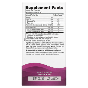 Nordic Naturals, Postnatal Omega-3, Lemon, 1,120 mg, 60 Softgels UPC 768990017582 | HiLife Vitamins
