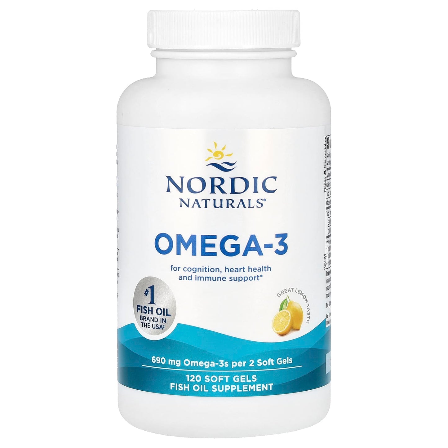 Nordic Naturals, Omega-3, Great Lemon, 690 mg, 120 Softgels UPC 768990027604 | HiLife Vitamins