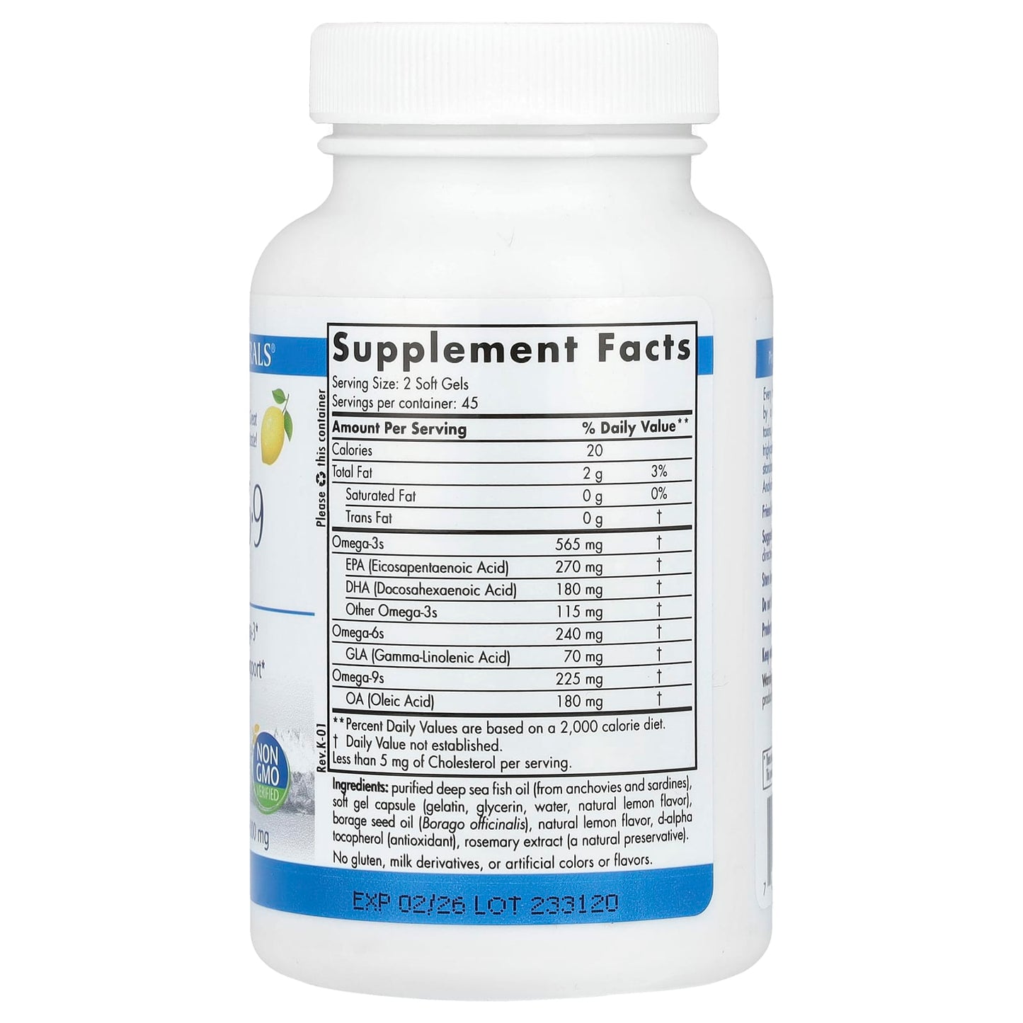 Nordic Naturals, ProEFA-3-6-9, Lemon, 1,000 mg, 90 Softgels UPC 768990030918 | HiLife Vitamins