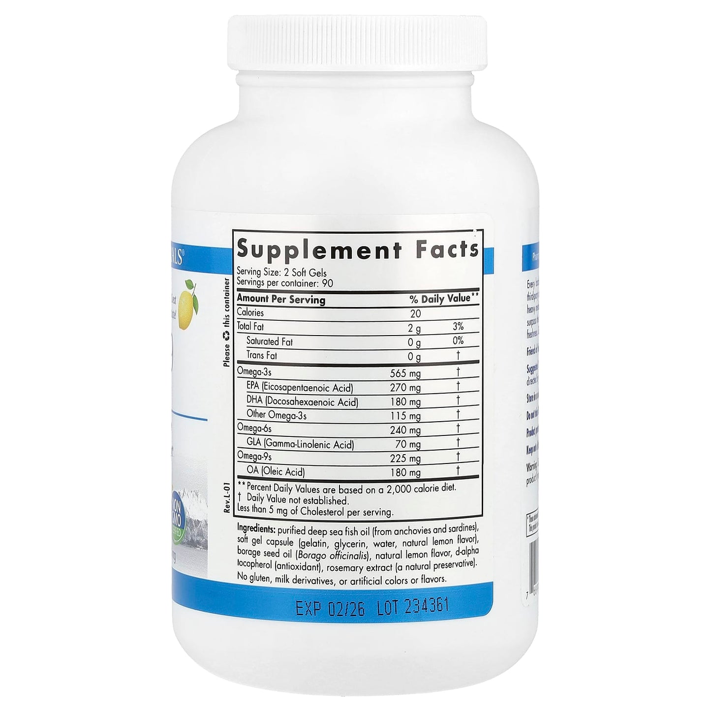 Nordic Naturals, ProEFA® - 3-6-9, Lemon, 180 Soft Gels UPC 768990040917 | HiLife Vitamins