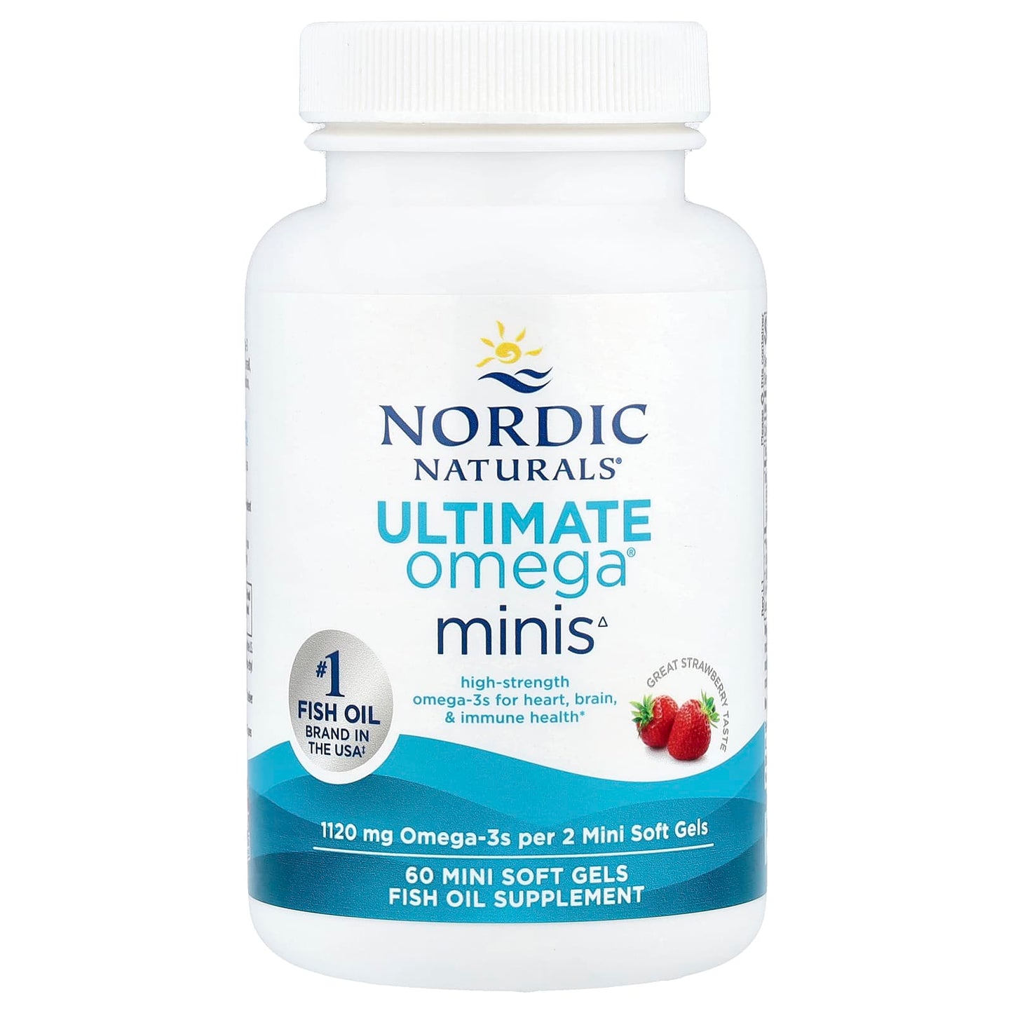 Nordic Naturals, Ultimate Omega® Minis, Strawberry, 60 Mini Soft Gels UPC 768990061004 | Hilife Vitamins