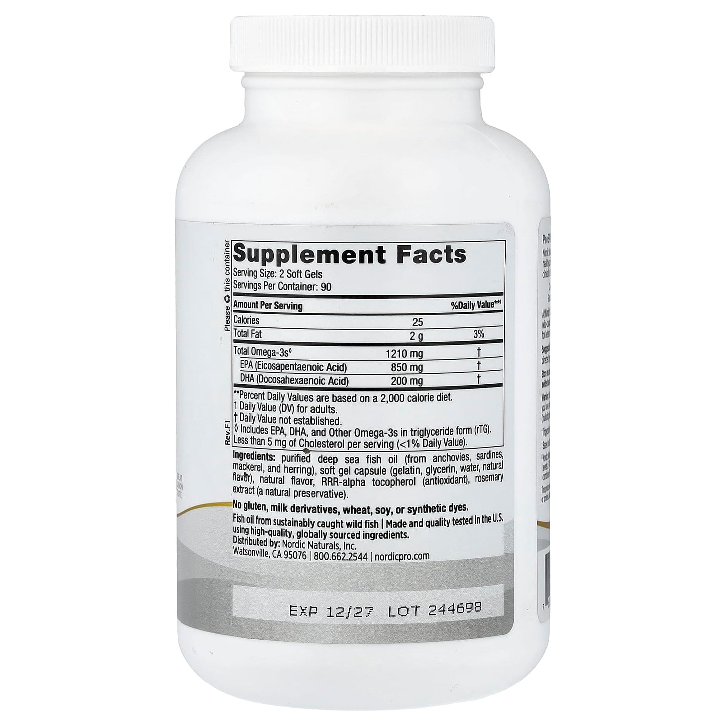 Nordic Naturals, ProEPA™, Lemon, 180 Soft Gels UPC 768990080616 | HiLife Vitamins
