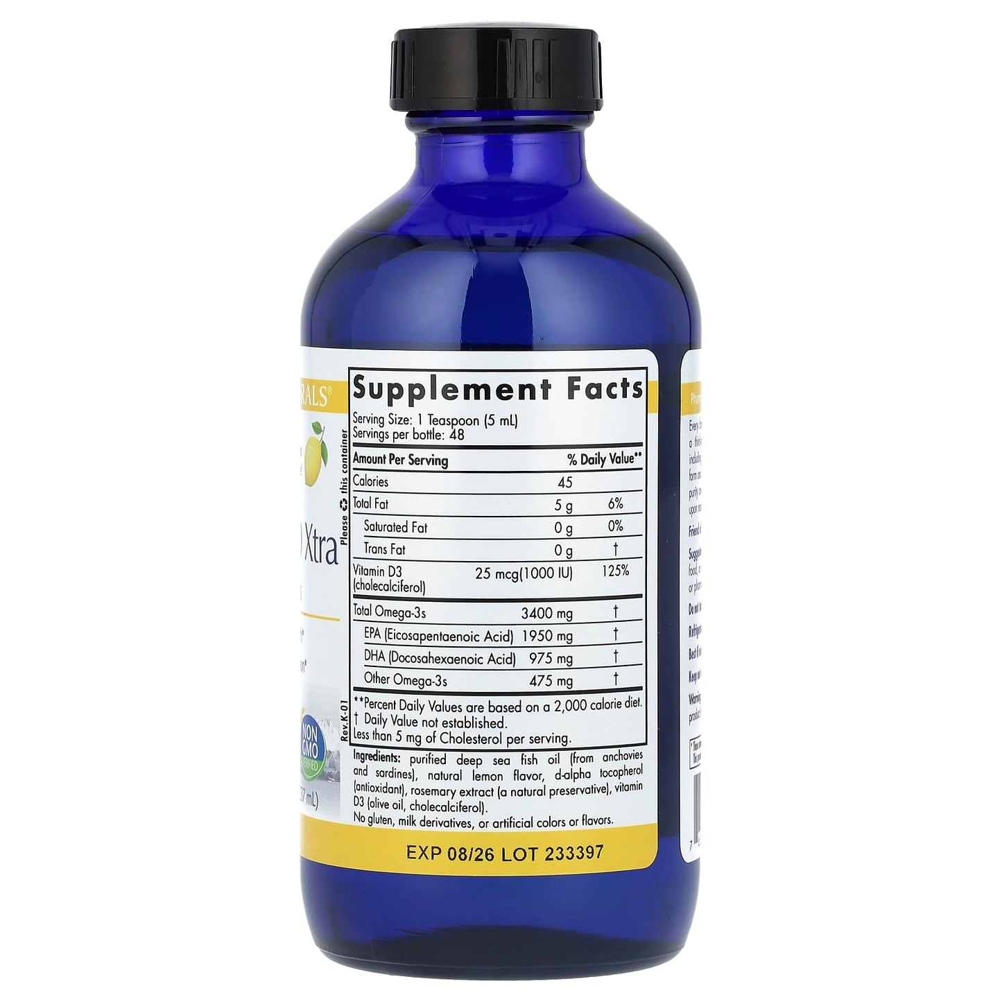 Nordic Naturals, ProOmega®-D Xtra, Lemon, 8 fl oz (237 ml) UPC 768990117831 | HiLife Vitamins