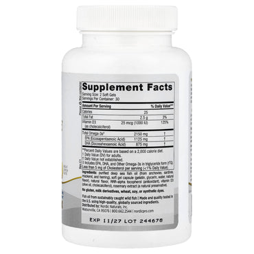 Nordic Naturals, ProOmega® 2000-D, Lemon, 60 Soft Gels UPC 768990121340 | HiLife Vitamins