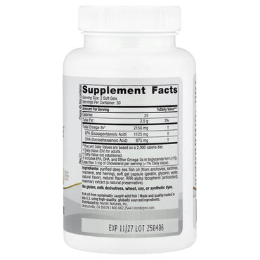 Nordic Naturals, ProOmega® 2000, 60 Softgels (625 mg per Soft Gel) UPC 768990121388 | HiLife Vitamins