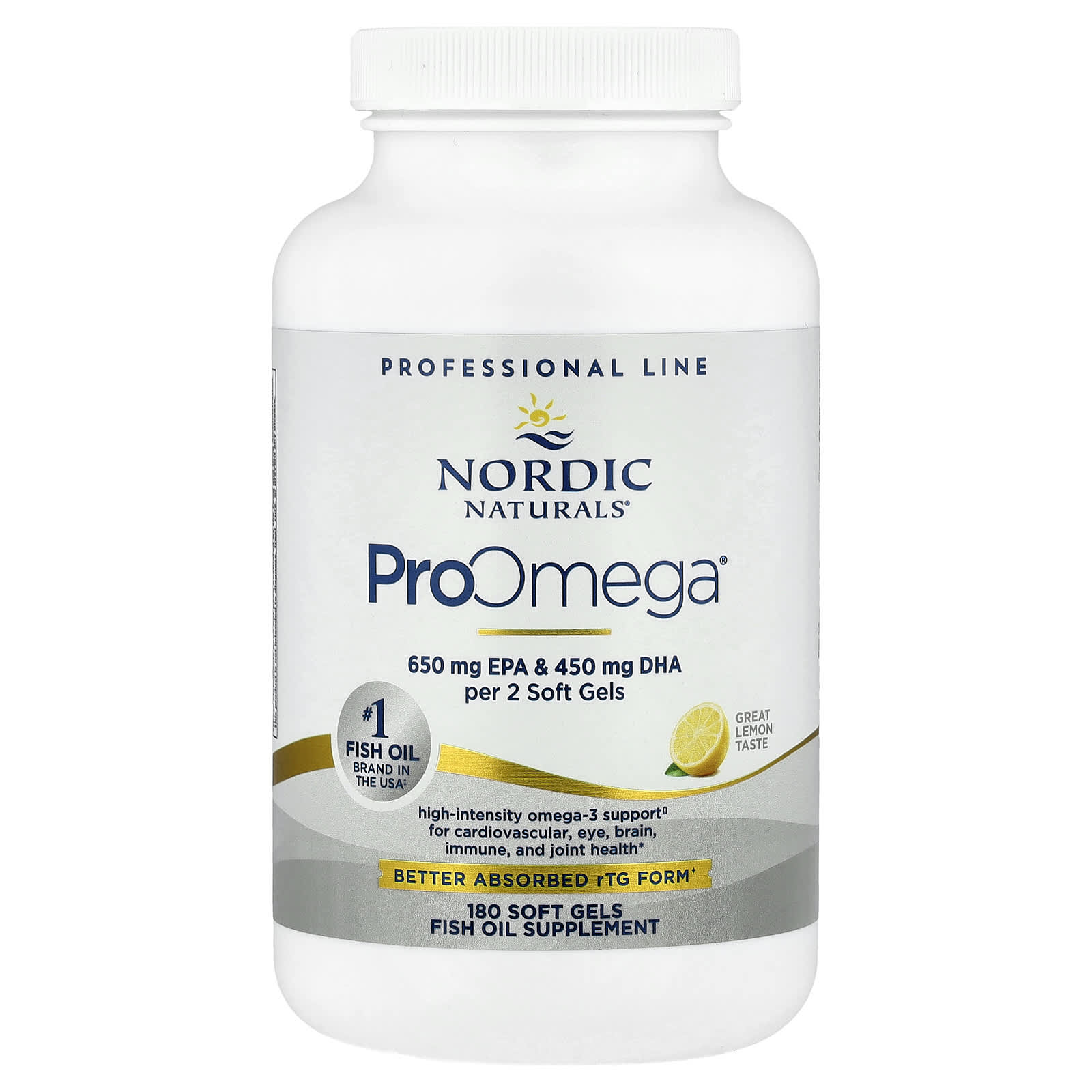 Nordic Naturals, ProOmega®, Lemon, 180 Soft Gels UPC 768990141201 | HiLife Vitamins