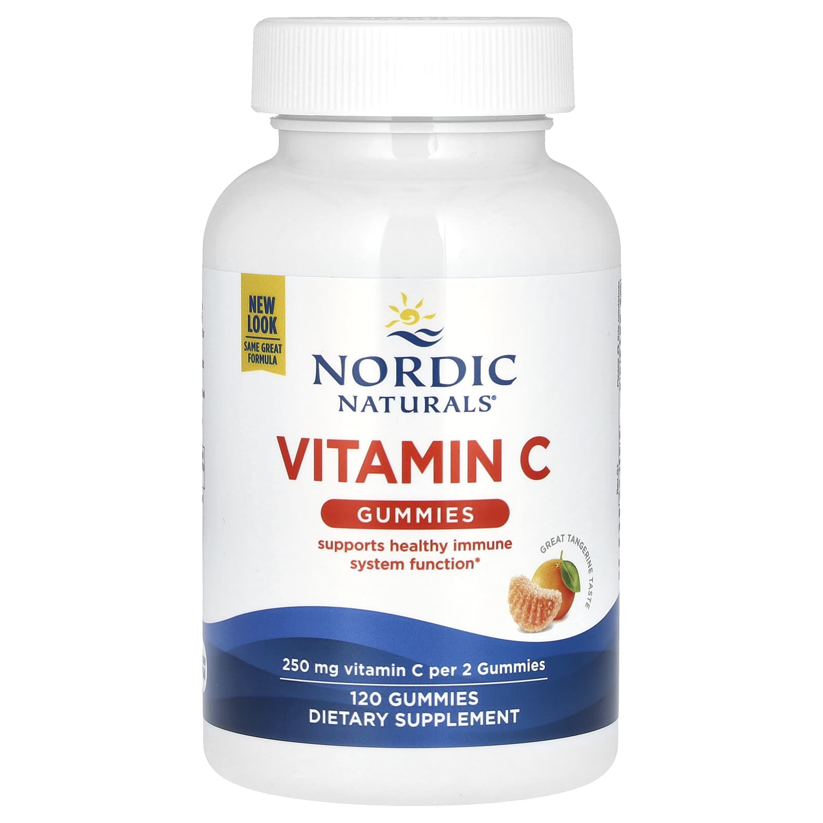 Nordic Naturals, Vitamin C Gummies, Great Tangerine, 250 mg, 120 Gummies UPC 768990301612 | HiLife Vitamins