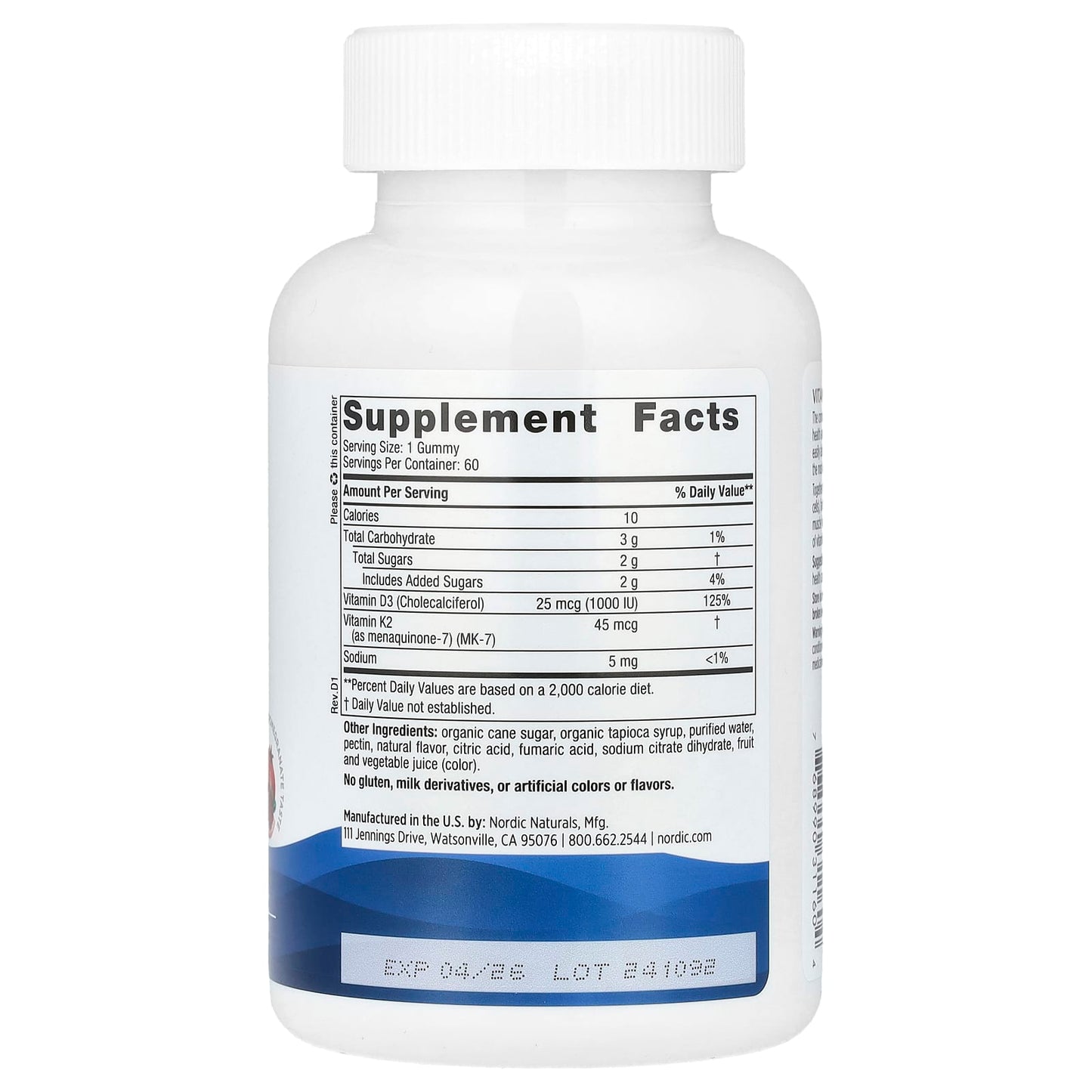 Nordic Naturals, Vitamin D3+K2 Gummies, 60 Gummies UPC 768990311604 | HiLife Vitamins