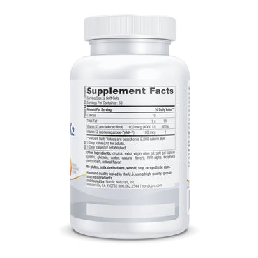 Nordic Naturals, Vitamin D3+K2, Orange Flavor, 120 Soft Gels UPC 768990311666 | HiLife Vitamins