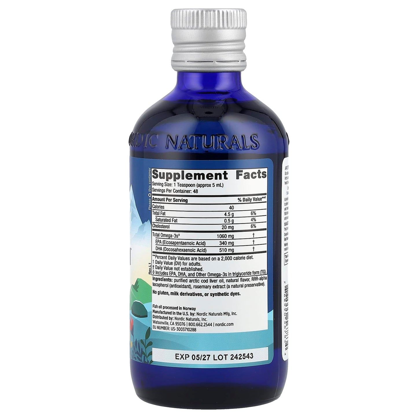 Nordic Naturals, Arctic Cod Liver Oil™, Strawberry, 8 fl oz (237 ml) UPC 768990567834 | HiLife Vitamins