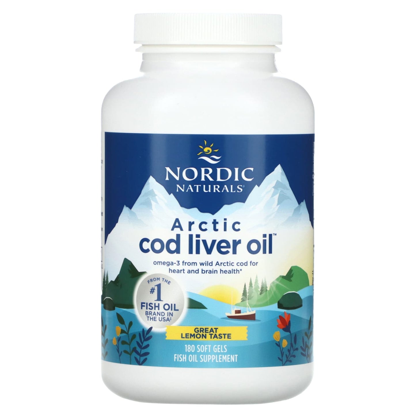 Nordic Naturals, Arctic Cod Liver Oil, Lemon, 180 Softgels UPC 768990578854 | HiLife Vitamins