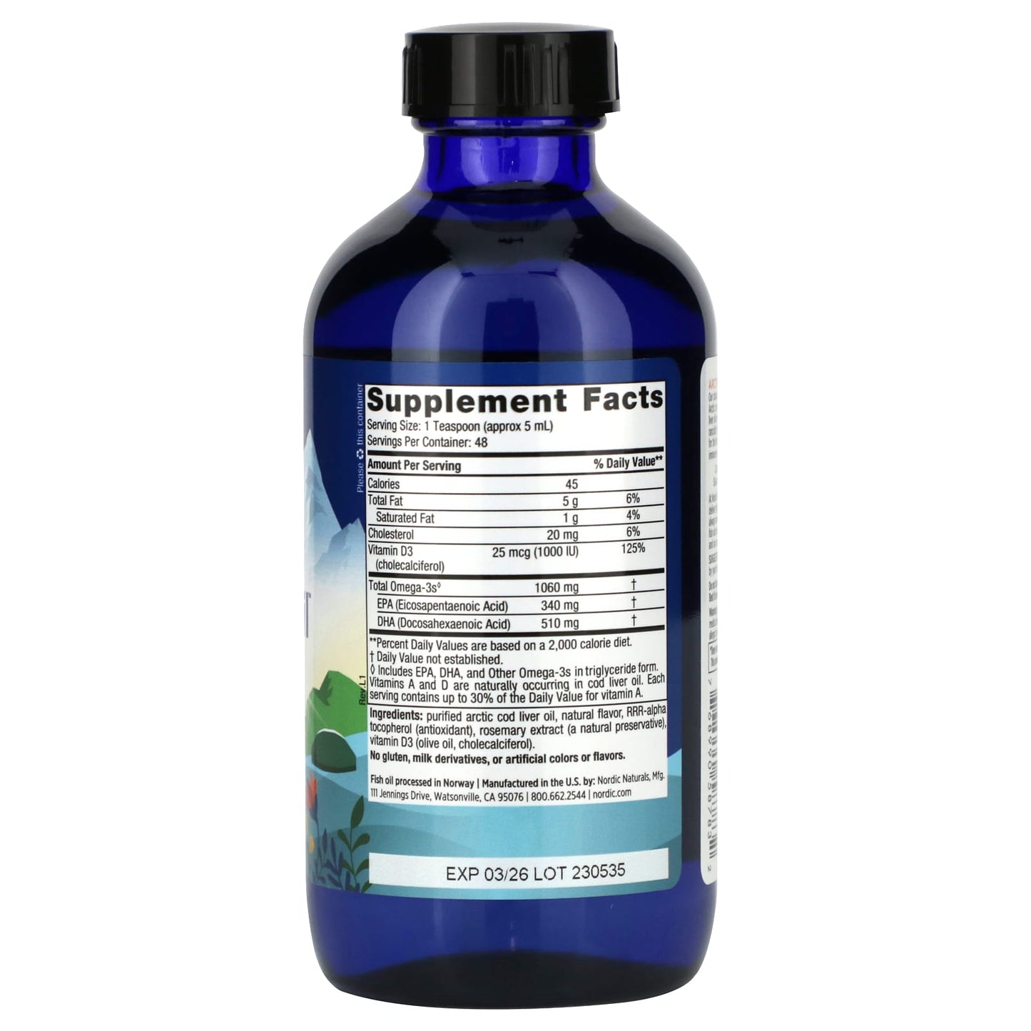 Nordic Naturals, Arctic-D Cod Liver Oil, Lemon, 8 fl oz (237 ml) UPC 768990587832 | HiLife Vitamins