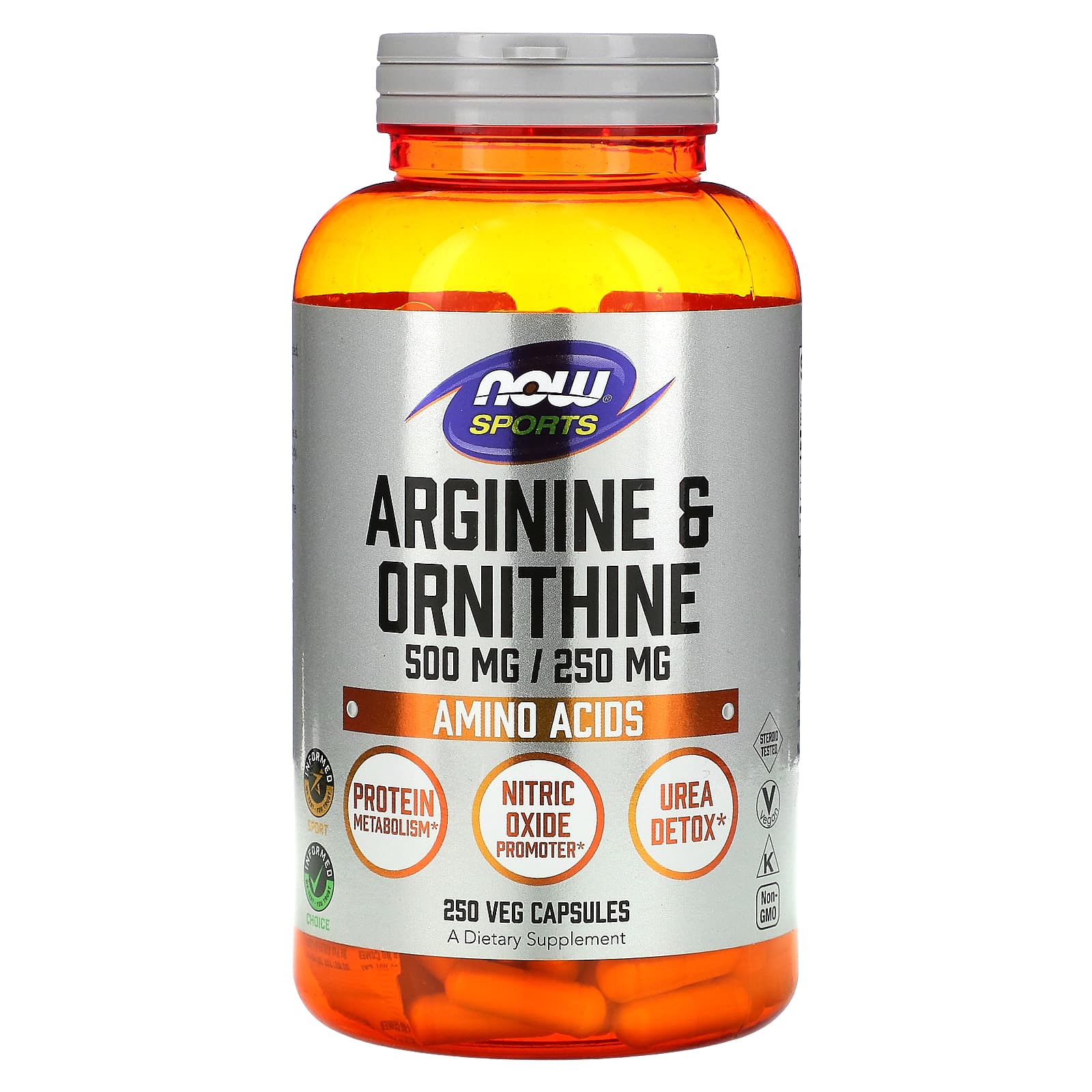 Now Foods, Arginine/Ornithine, 250 Capsules UPC 733739000422 | HiLife Vitamins